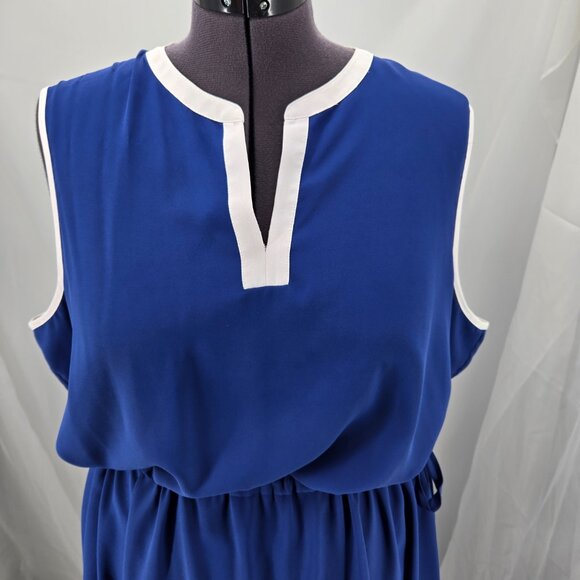 725-29 Anne Klein Royal Blue & white Maxi dress XXL - Picture 2 of 10